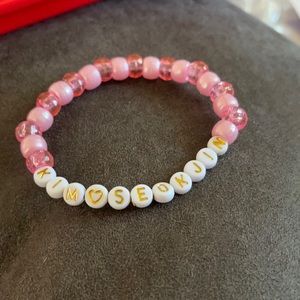 Pink Kim Seokjin beaded bracelet